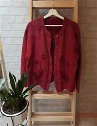 Burgundowy czerwony sweter damski oversize vintage M 38