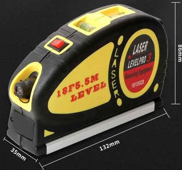 Poziomica laserowa krzyżowa laser miara 5,5 m