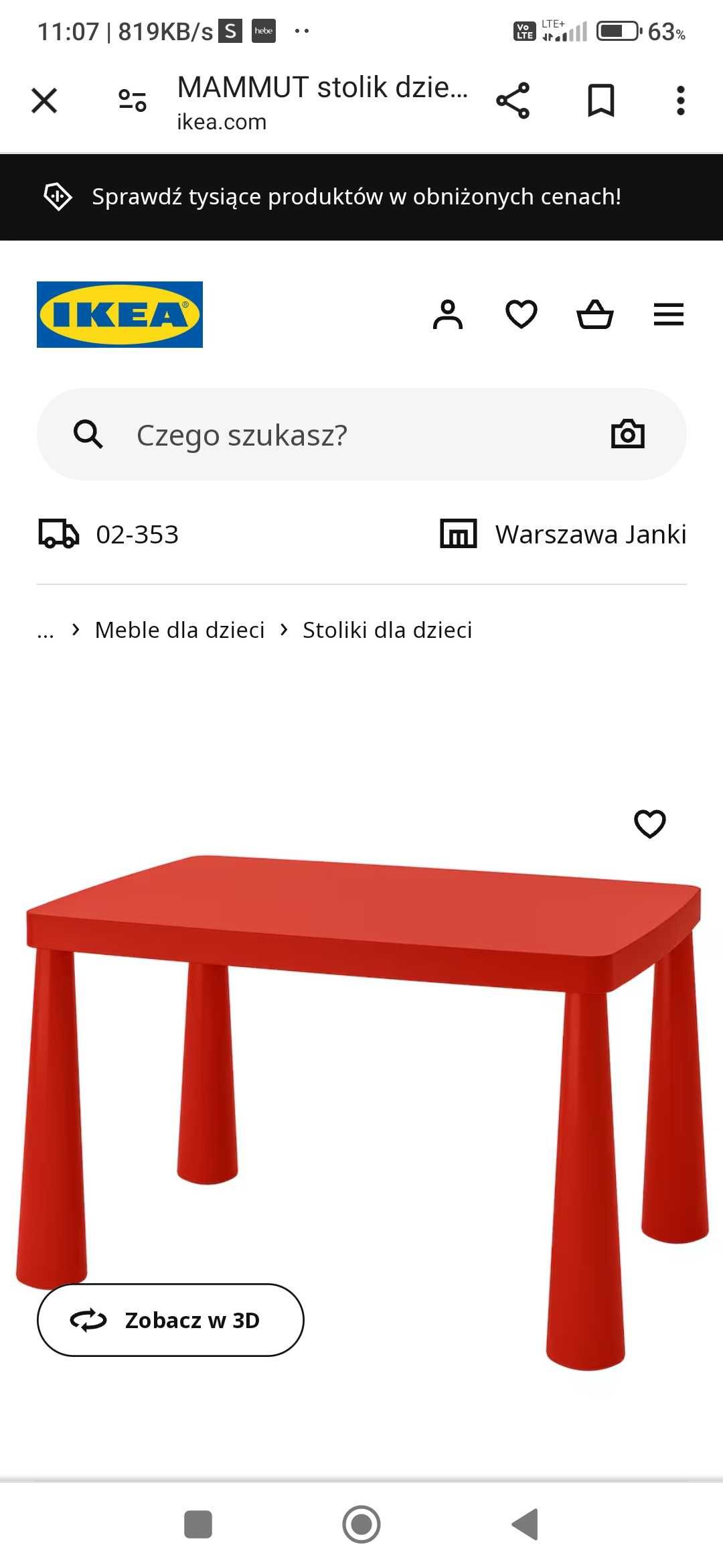 Stolik i krzeslo ikea