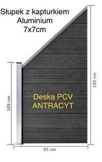 Panel ogrodzeniowy ze słupkiem , 3 sztuki, kolor antracyt