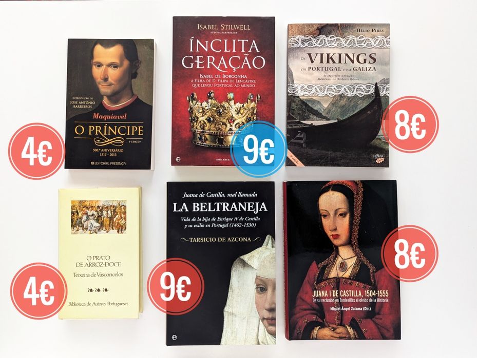 Livros de história e outros em excelente estado