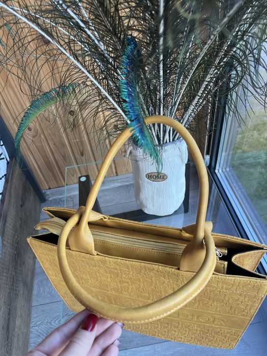 Сумка шкіряна нова Paste чорна та жовте Dior