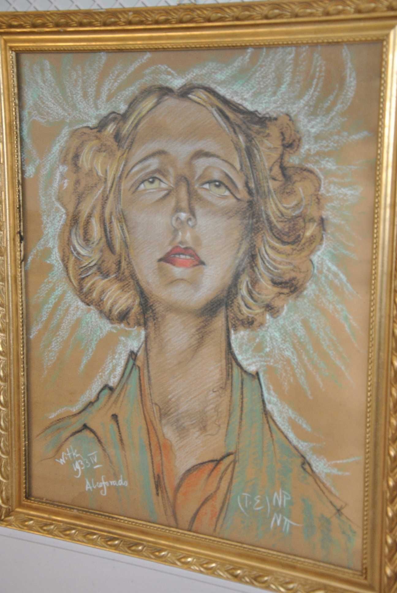 I. Witkiewicz Witkacy 1933 Portret Kobiety - Pastel - Stary Obraz