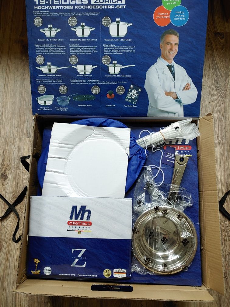 Nowy zestaw garnków Millerhaus Pro-Line MH-9001 19 elementów