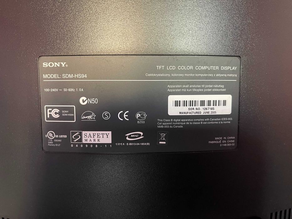 Monitor Sony 20 cali w pełni sprawny