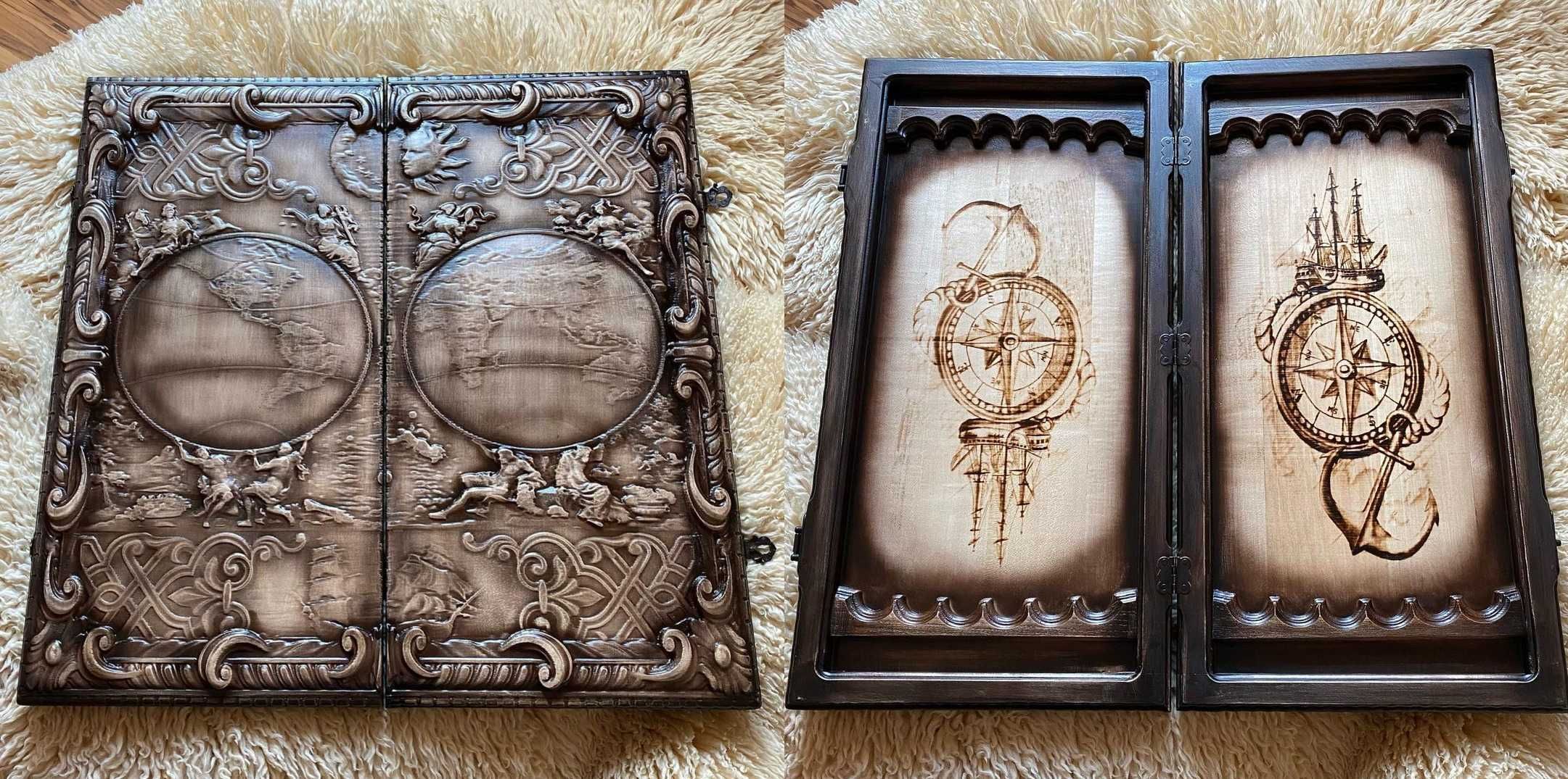 Подарочные наборы игровых шахмат и нард из натурального дерева