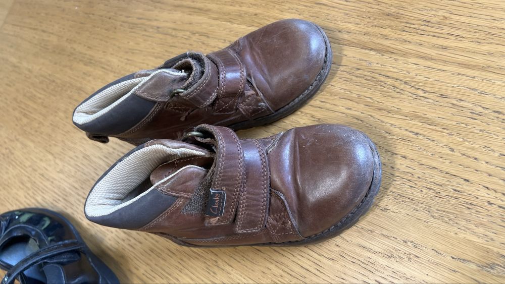 Buty zimowe brązowy na żeby skóra naturalna clarks 27 chłopiec