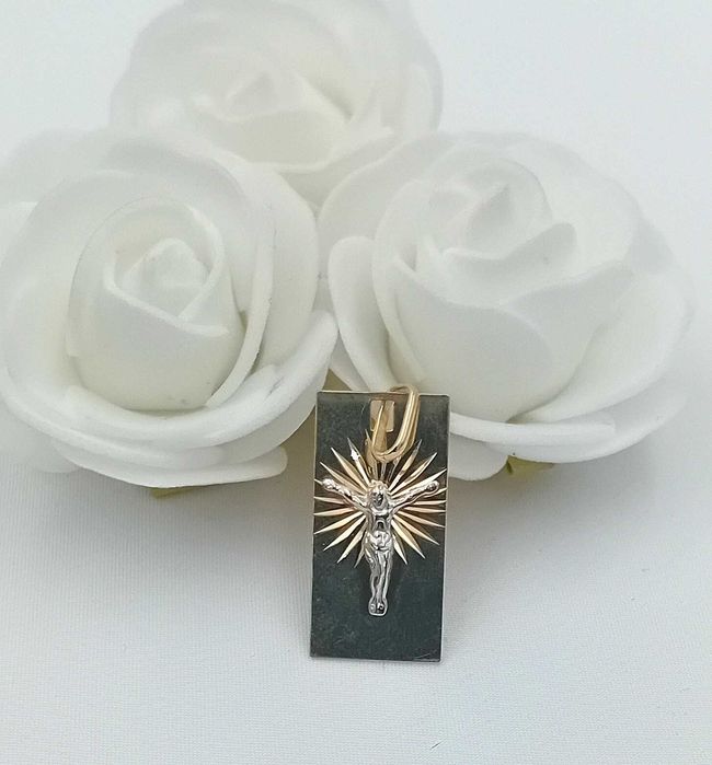 Złota zawieszka 585 Medalik Blaszka z Panem Jezusem NOWA/ Fajne Okazje