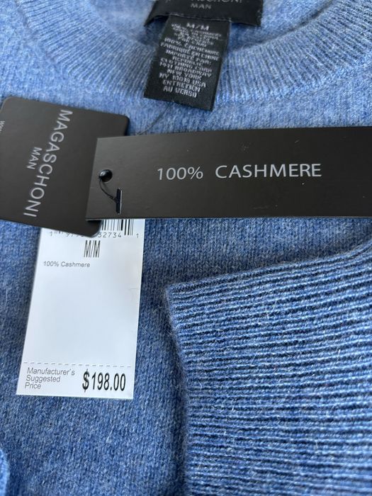Sweter kaszmirowy męski kolor niebieski Magaschoni rozmiar M
