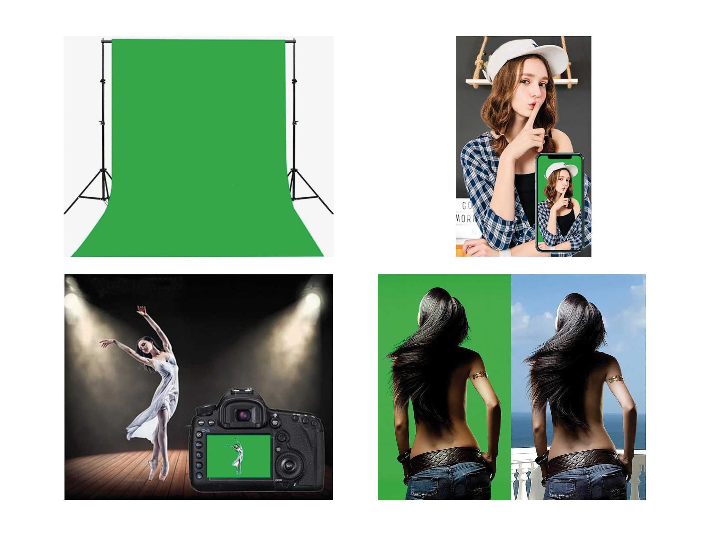 Fundo verde de pano para estúdio de vídeo (Chroma key) 3x4 metros