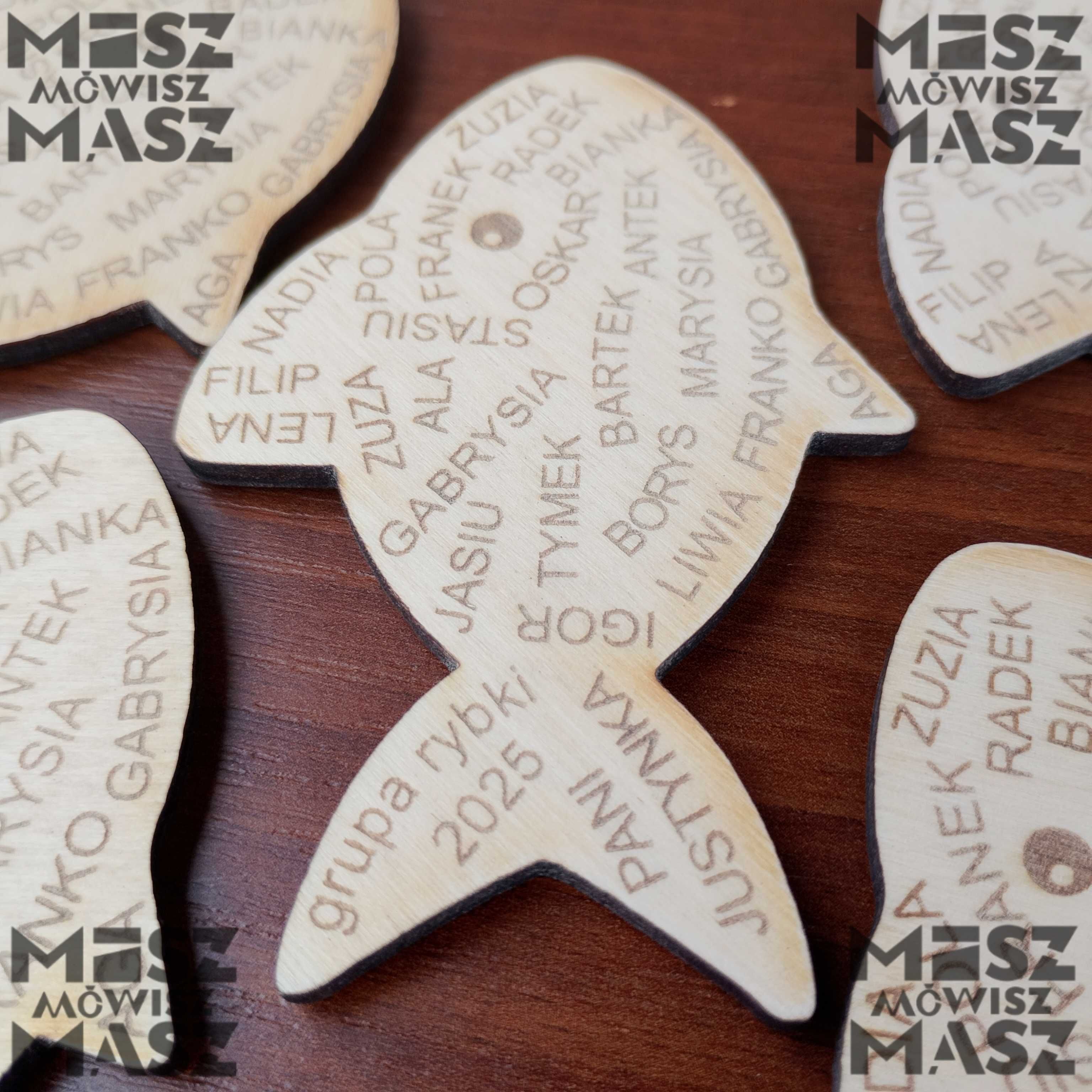 Pamiątka zakończenia przedszkola imiona dzieci magnez #MiszMówiszMasz