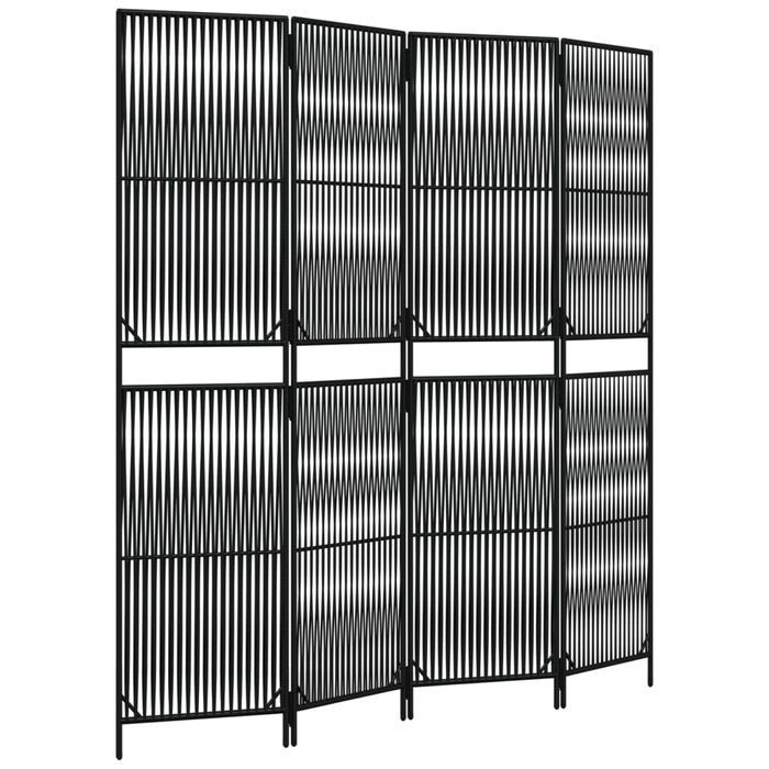 Vidaxl Parawan 4-Panelowy, Czarny, Polirattan