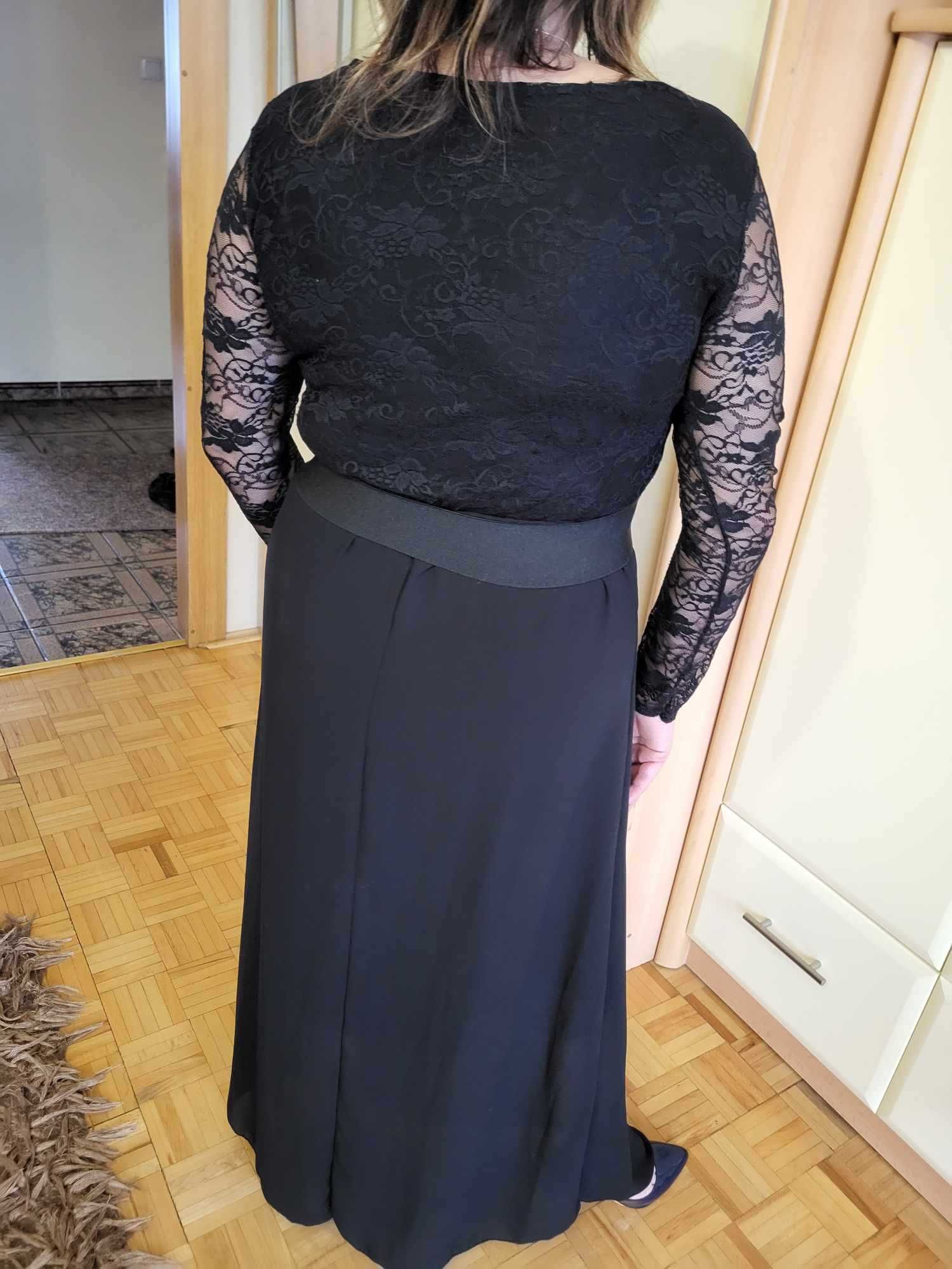 Długa,czarna ,prosta sukienka roz.38-44