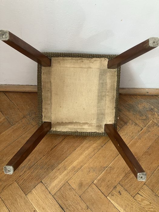 Dawny taboret, podnozek tapicerowany vintage prl