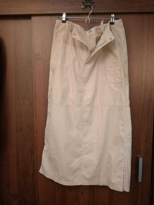 Spódnica r. 32 L długa beżowa kremowa jasna kieszenie