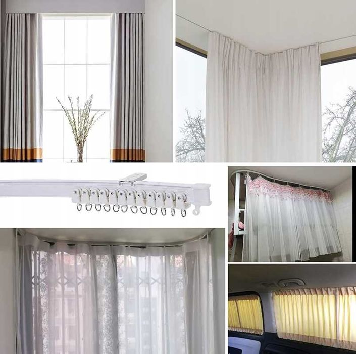 Elastyczny karnisz szyna do zasłon firan  kolor  czarny  3 metry