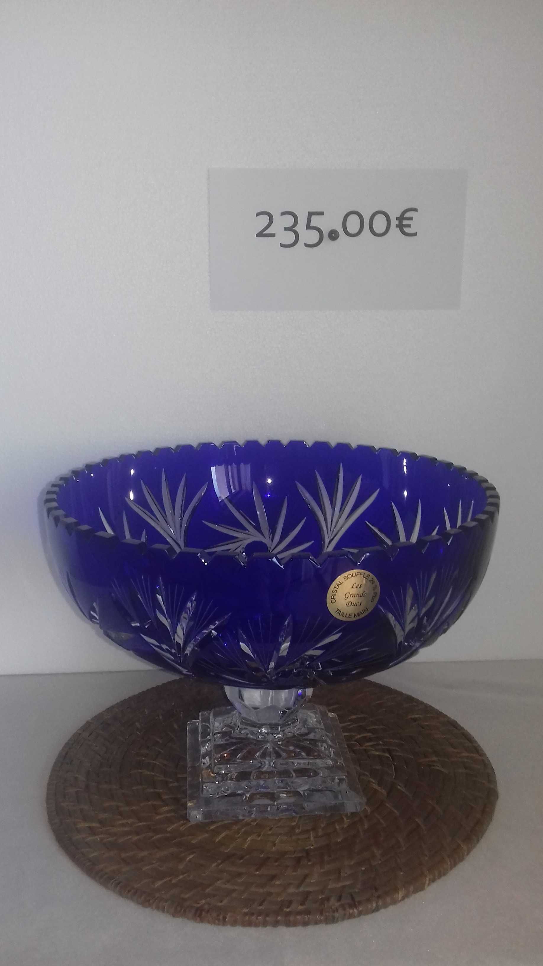 Vaso CRISTAL 38 cm Soprado e Lapidado à Mão, Alta Qualidade