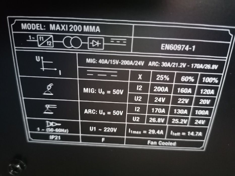 Máquina de soldar combinada RED STAR MAXIMIG 200 MMA Novo