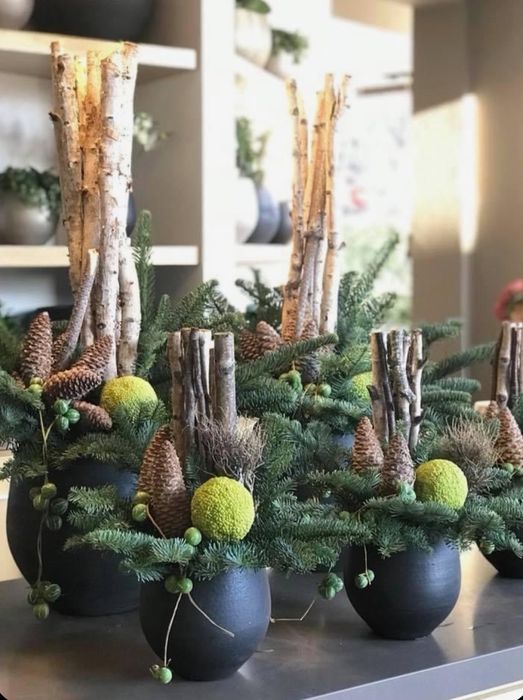 Stroik naturalny z jodły i patyków brzozowych