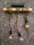 Lustre em madeira Vintage + 3 Lâmpadas