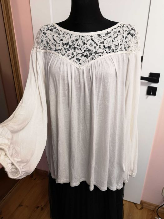 Fajna biała nowa z metką bluzka ciążowa koronka koronkowa L XL