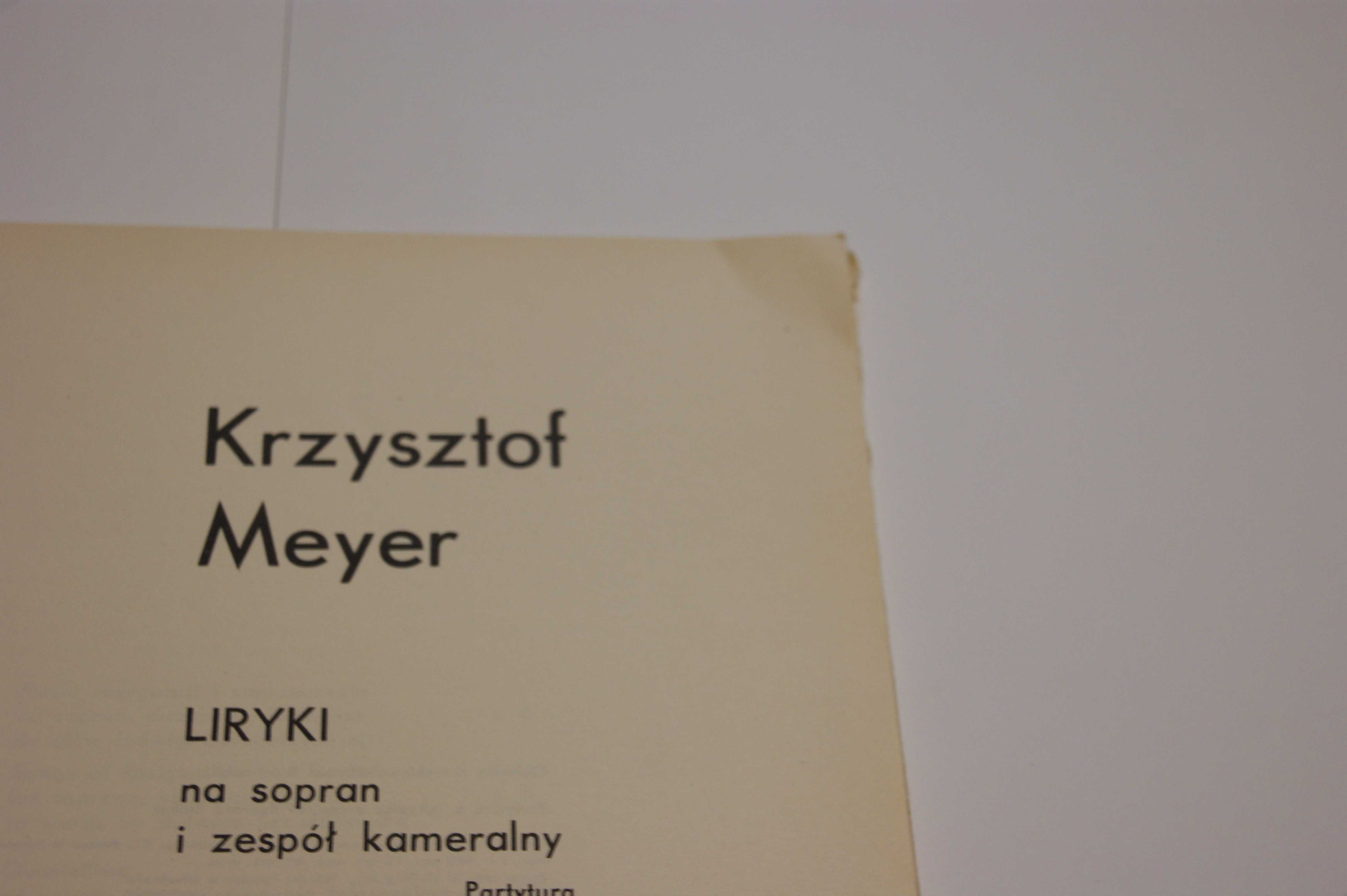 Krzysztof Meyer – Liryki na sopran i zespół kameralny