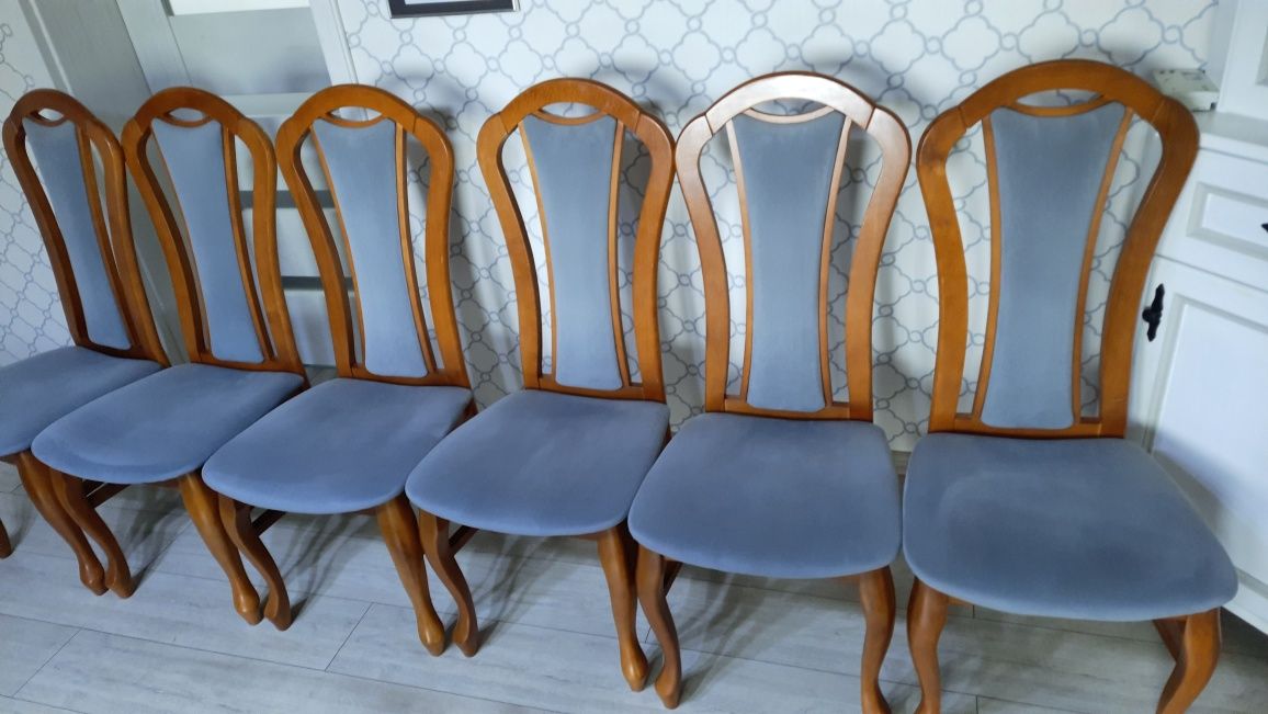 Stól i 6 krzeseł# szare krzesła