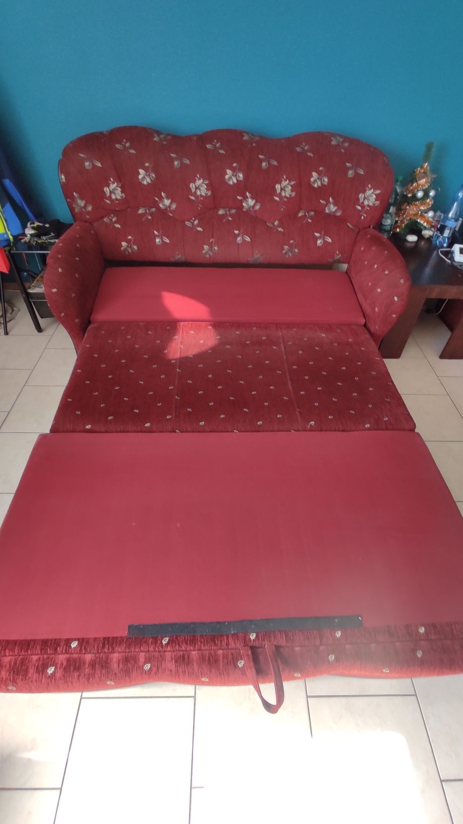 Sofa rozkładana, kanapa czerwona 180x100cm