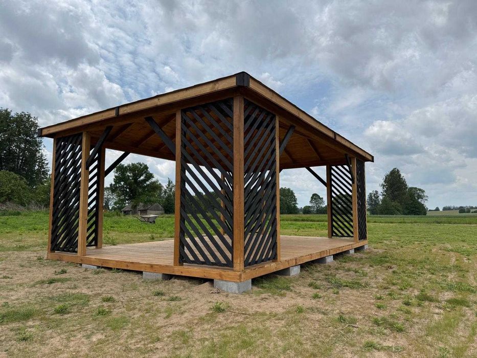 Altana altanka ogrodowa drewniana ,,Uppsala"430x430cm Nowoczesny ogród