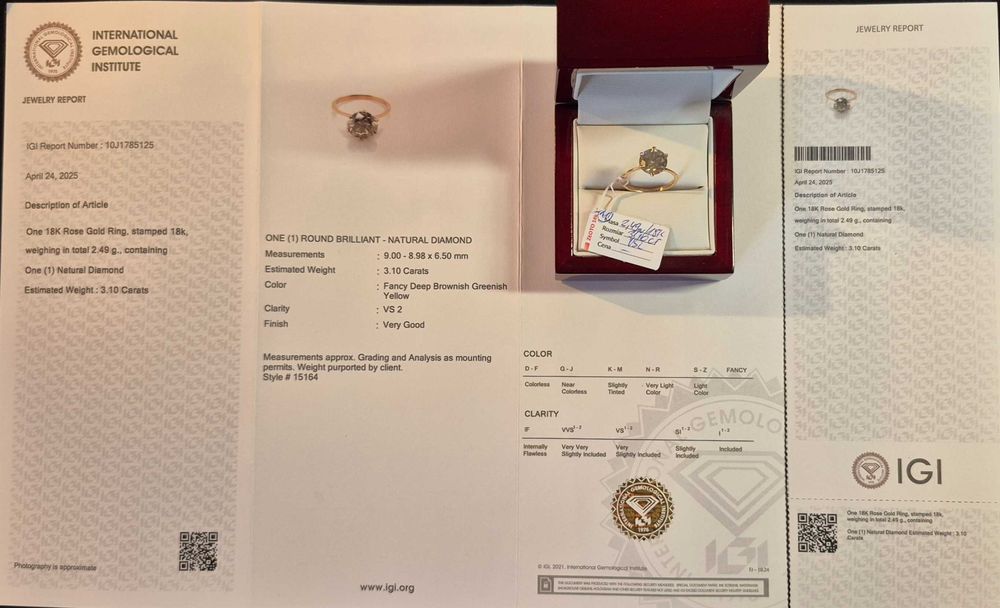 Pierścionek Z Różowego Złota 2,49GR I Diamentem Naturalnym - 3.10 CT