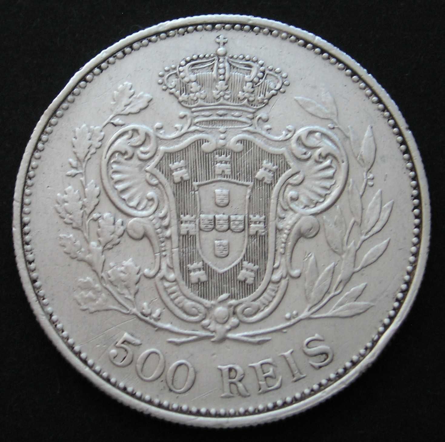 Portugalia 500 reis 1908 - Emanuel - srebro