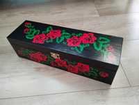 Ręcznie malowana skrzynka na wino róże pudełko