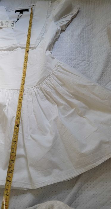 Krótka biała sukienka Zara XS 34 nowa bufiaste rękawy kołnierzyk bebe