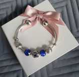 Pandora bransoletka bangle otwarta + 1x charms 2x fasetka 2x klips