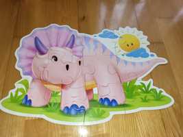 Puzzle (12 max) różowy dinozaur
