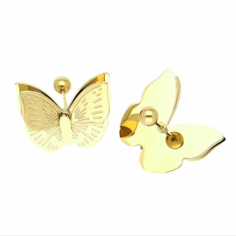 64007 Kolczyki złota stal chirurgiczna piercing motyle motylki