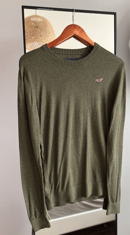 Sweter męski z wiskozy khaki S Holister
