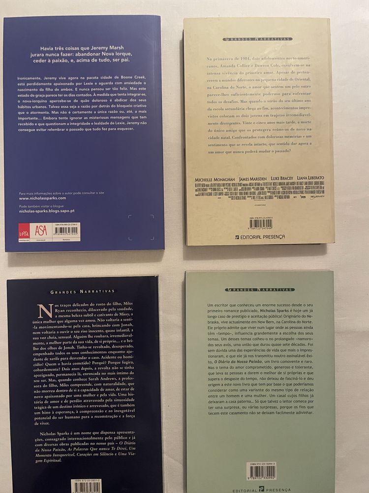 Best sellers do Nicholas Spark
