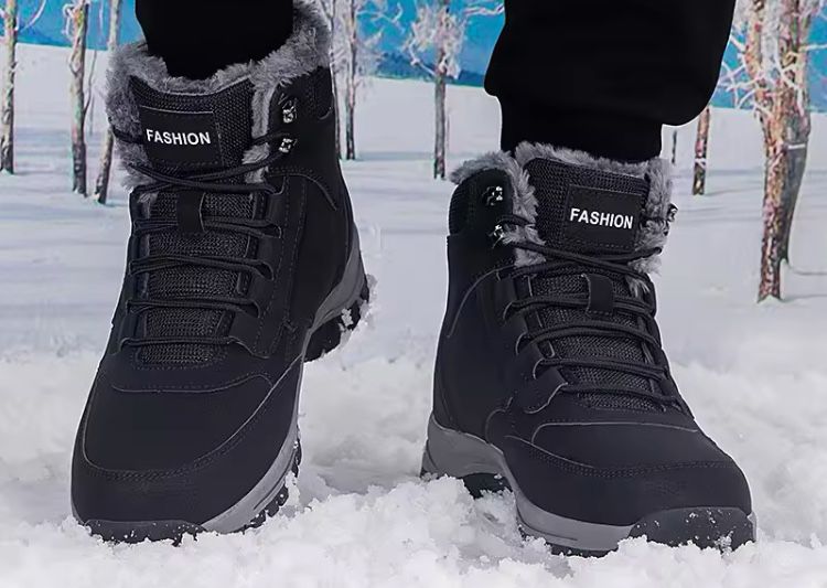 Ботинки на меху лёгкие, тёплые чёрные