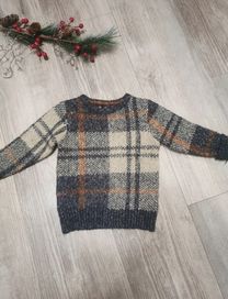 Gruby, mięsisfy sweter next vintage krata r. 98