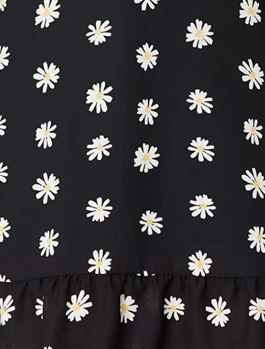Czarna sukienka w kwiaty stokrotki, rozmiar 3XL