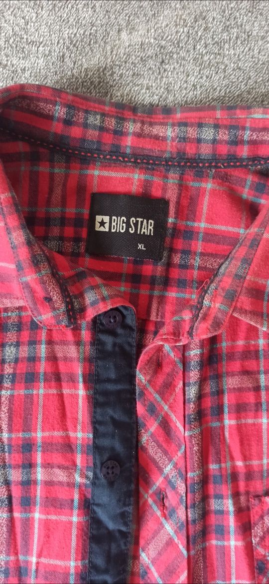 Czerwona koszula męska w kratkę Big Star