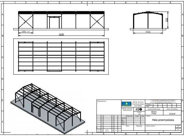 Hala konstrukcja stalowa 12X36 PRODUCENT