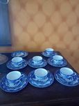 Zabytkowy zestaw z cienkiej porcelany japoński Blue NIPPON SAKURA !