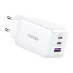 szybka ładowarka sieciowa gan 65w usb-a / 2x usb-c biała