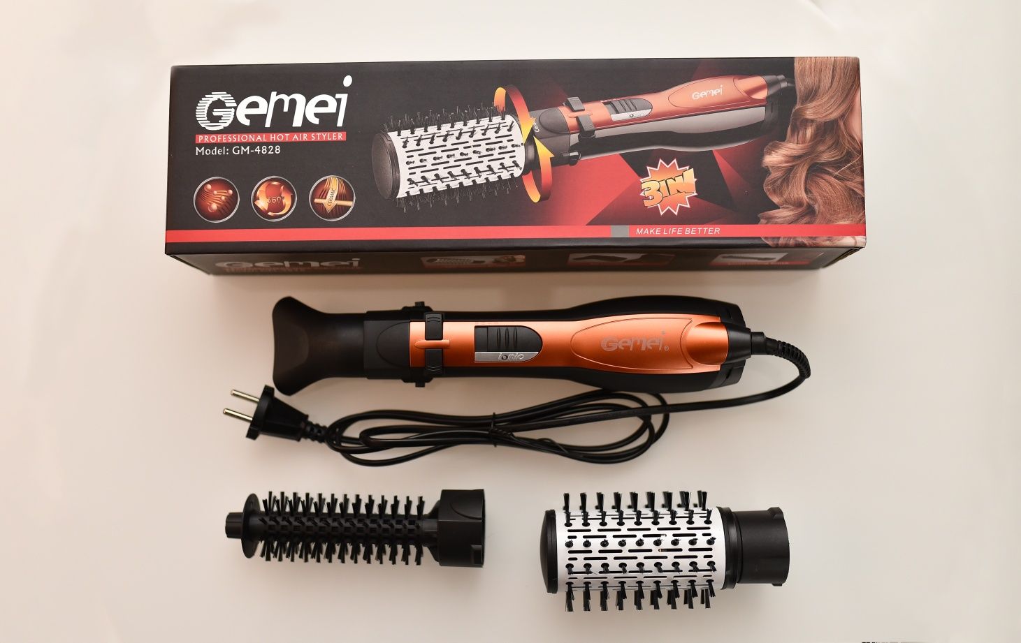 Фен стайлер для волосся Gemei GM4828  3 в 1, в наявності