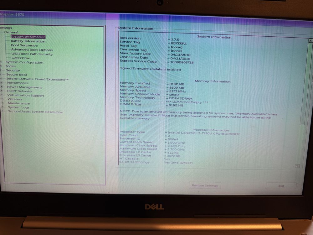Laptop Dell Inspiron P75F001