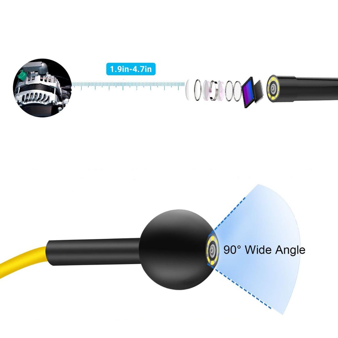 BlueFire Endoskop WiFi, szeroki kąt 90°, 2 MP, 1200p, 8,5 mm