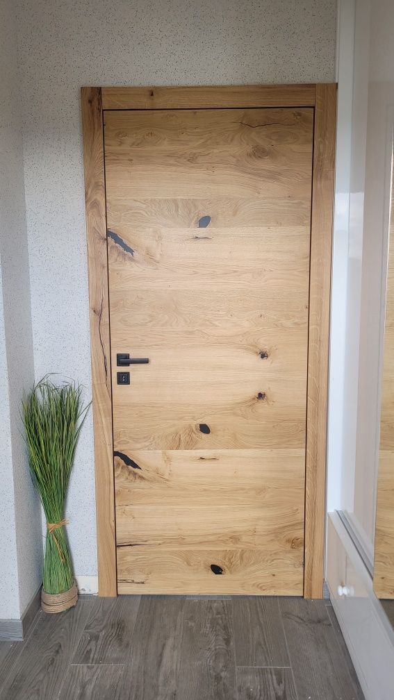 Drzwi wewnętrzne dębowe drewniane bezprzylgowe na wymiar