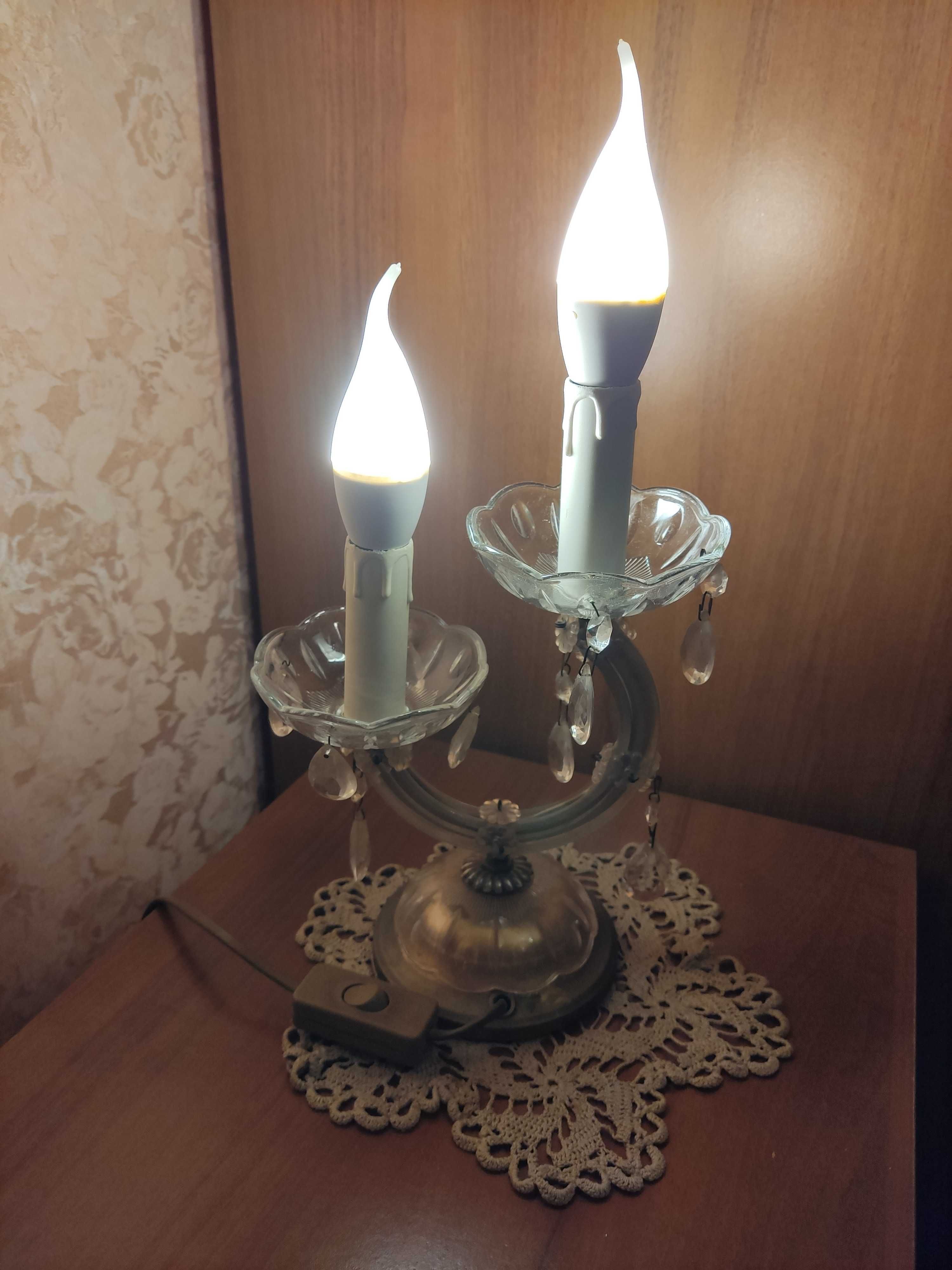 Комплект для спальни : люстра,лампы и бра,свечи,стекло под хрусталь